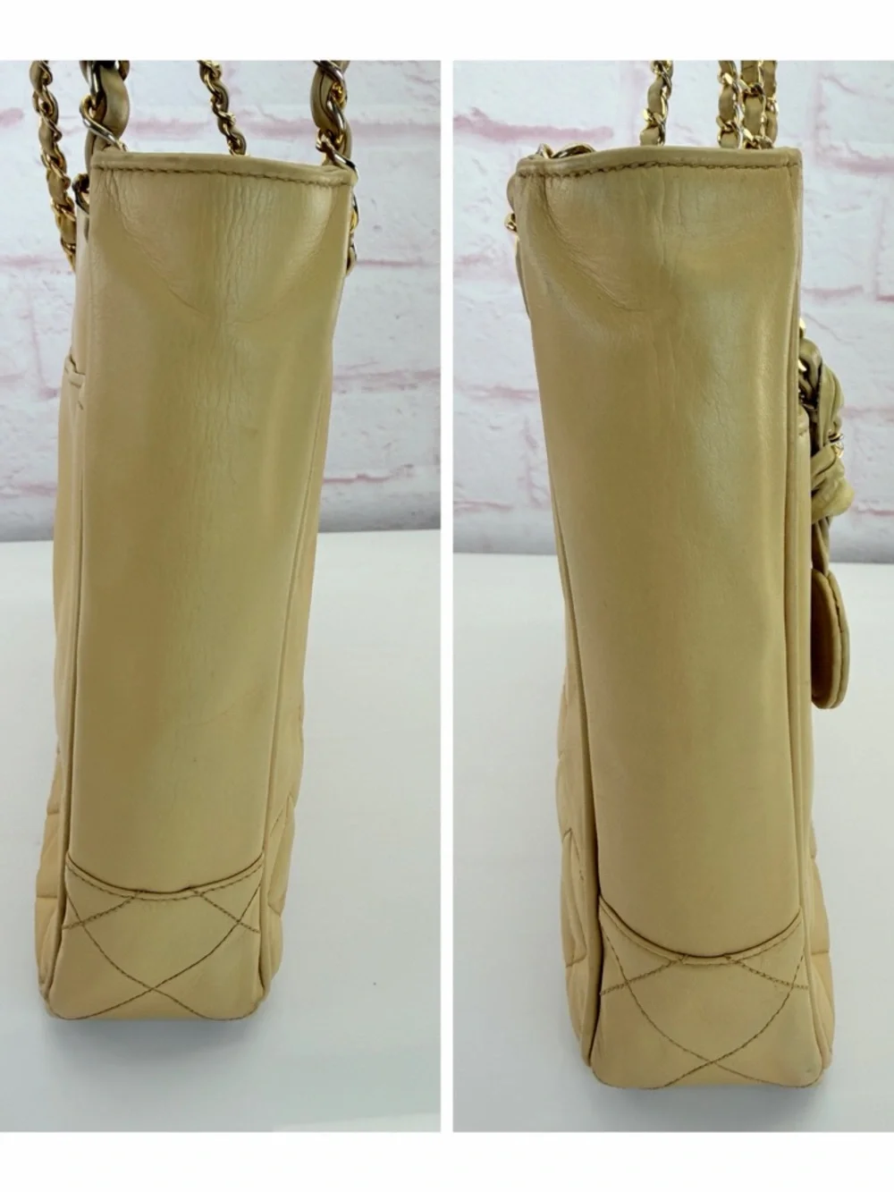 CHANEL Tan Matelasse Quilted Leather Shoulder Tote Vintage